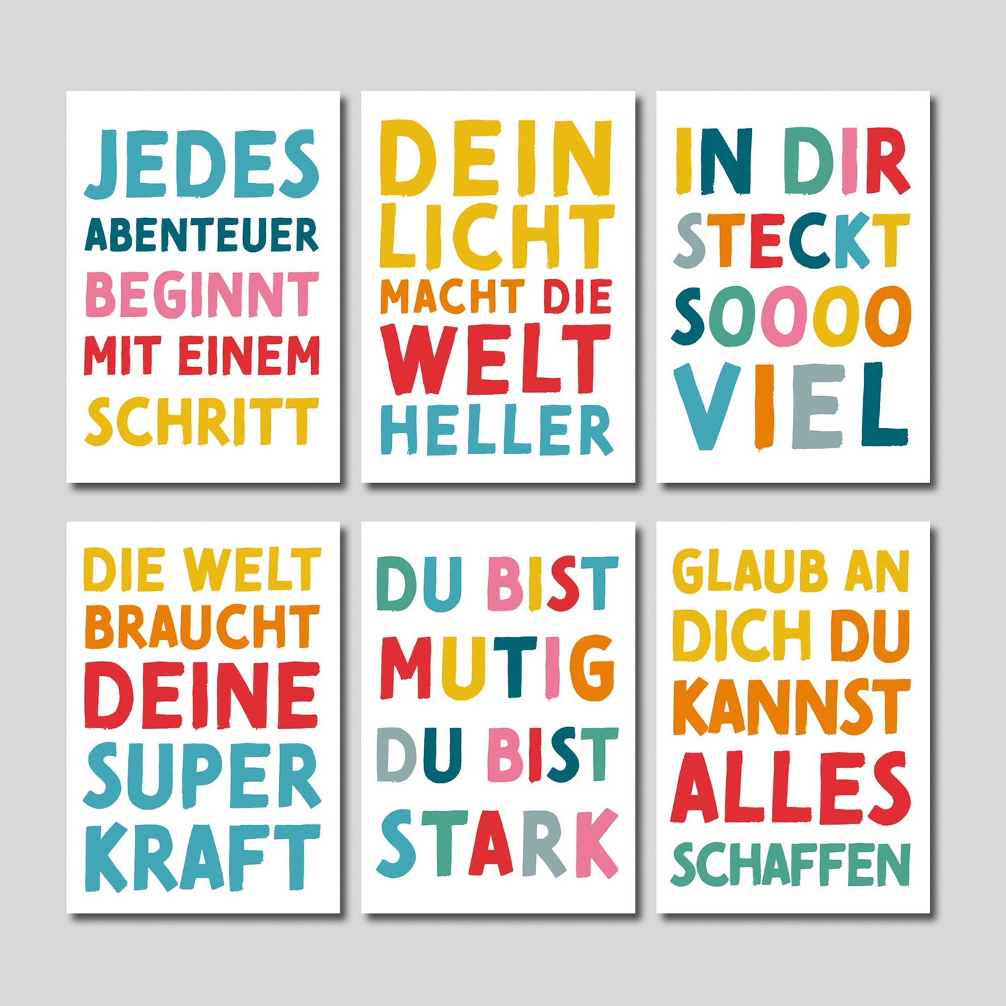 Mutmacher-Postkarten WEISS | 30er-Set | 15 Motive, jedes Motiv doppelt