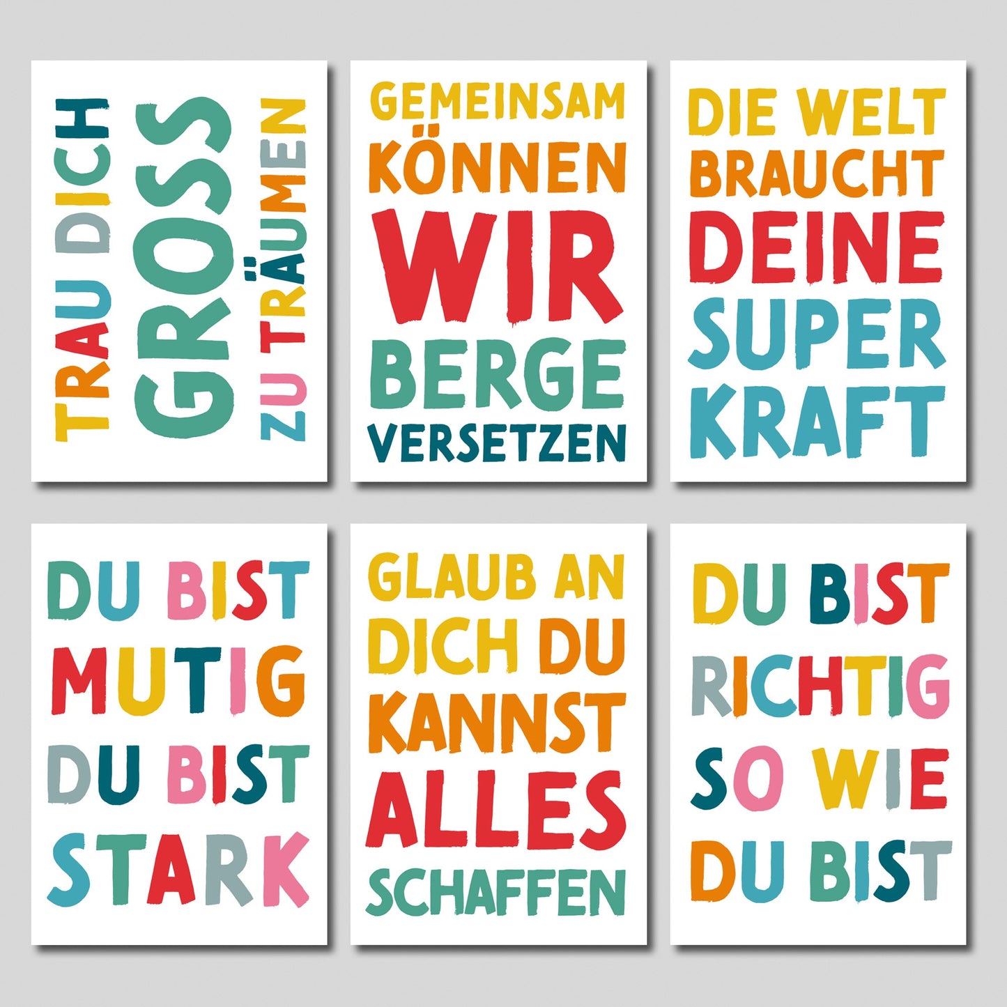 Mutmacher-Postkarten WEISS | 30er-Set | 15 Motive, jedes Motiv doppelt