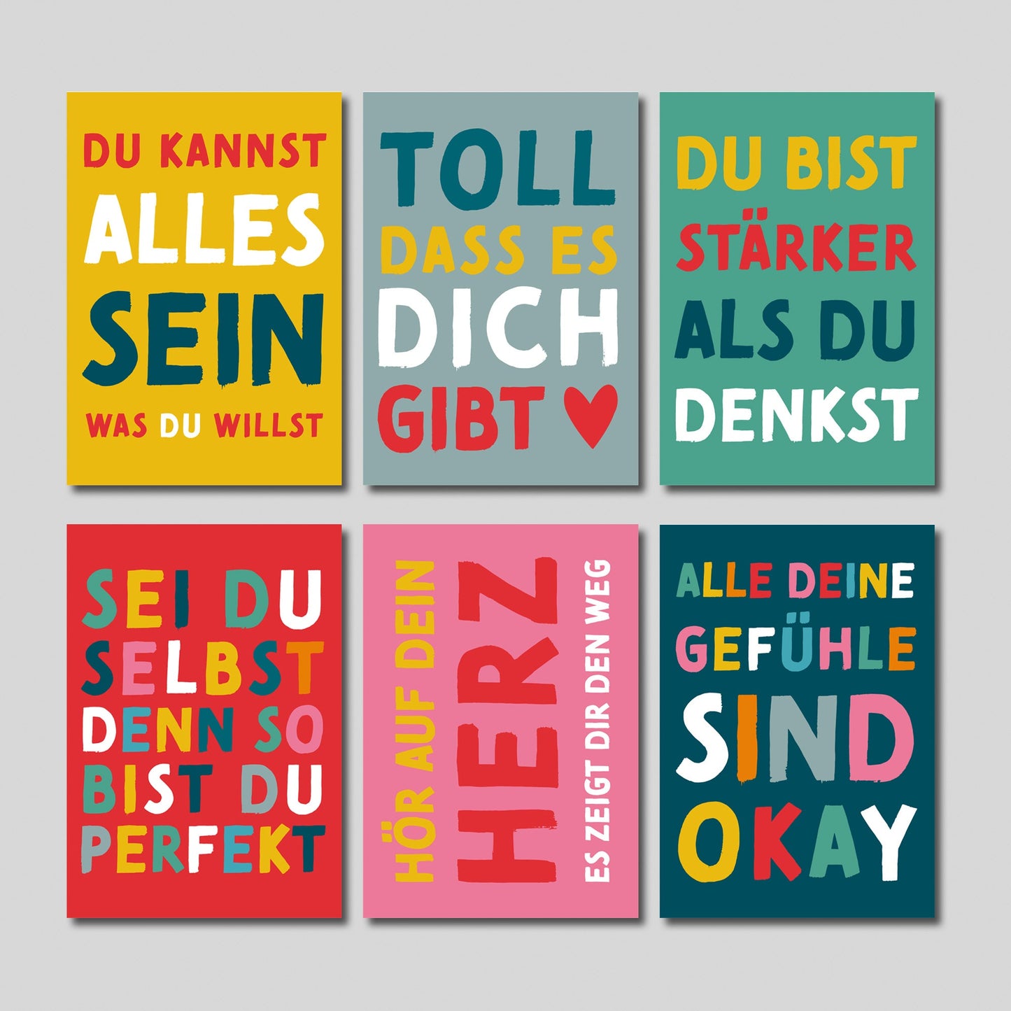 Mutmacher-Postkarten BUNT | 30er-Set | 15 Motive, jedes Motiv doppelt