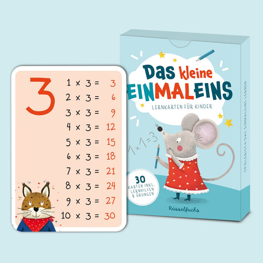 Einmaleinskarten mit Zahlenreihen 1-10 inkl. Lerntipps & Übungen "Das kleine Einmaleins"