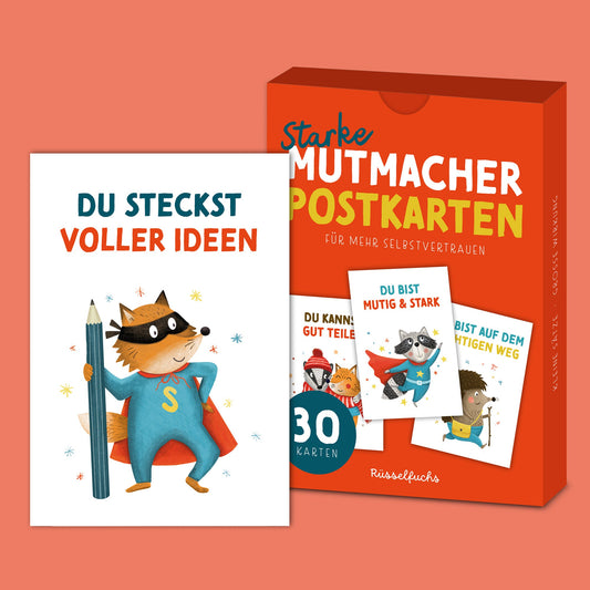 starke mutmacher postkarten mit affirmationen in du form hergestellt in deutschland handgezeichnet ohne ki tierillustrationen