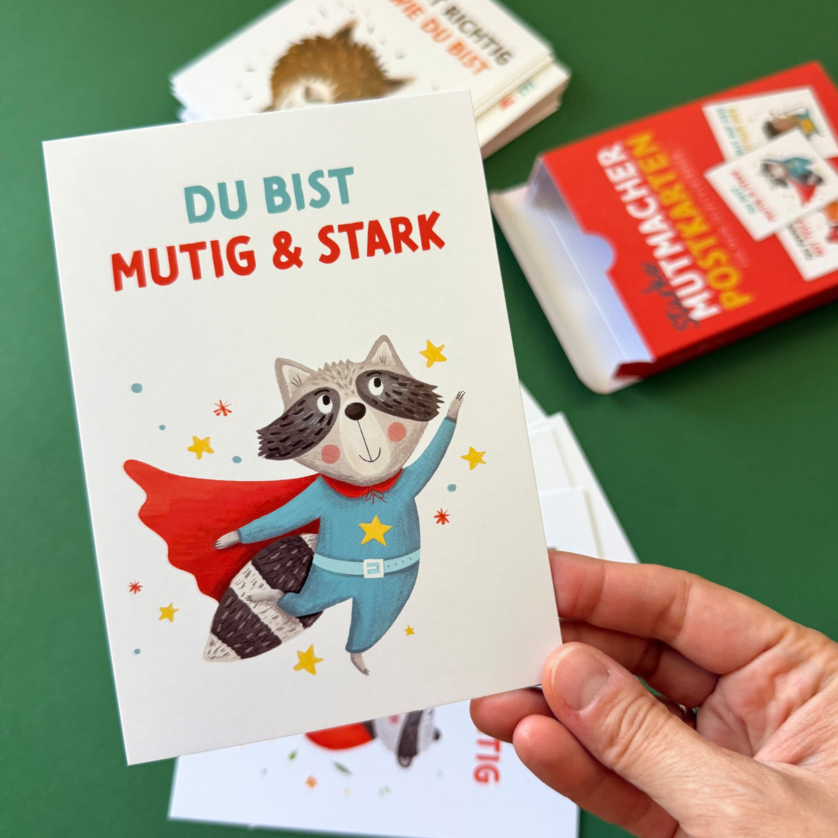 starke mutmacher postkarten mit affirmationen in du form hergestellt in deutschland handgezeichnet ohne ki tierillustrationen