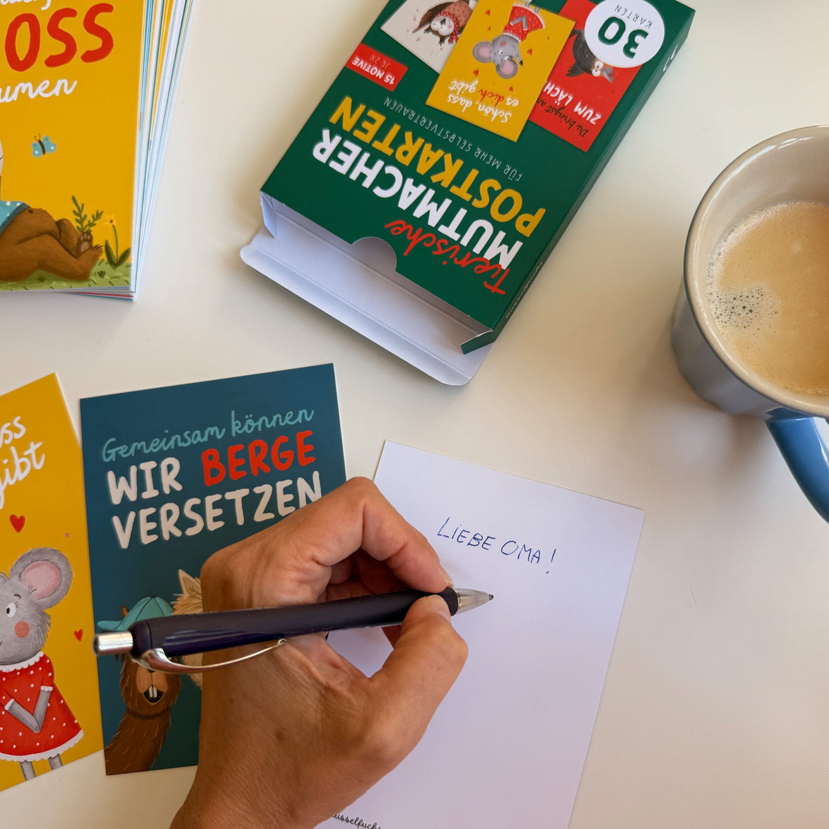 Mutmacher postkarte beschreiben küchentisch