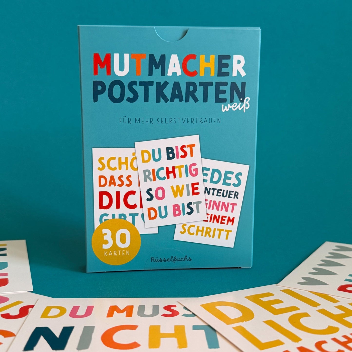 Mutmacher-Postkarten WEISS | 30er-Set | 15 Motive, jedes Motiv doppelt