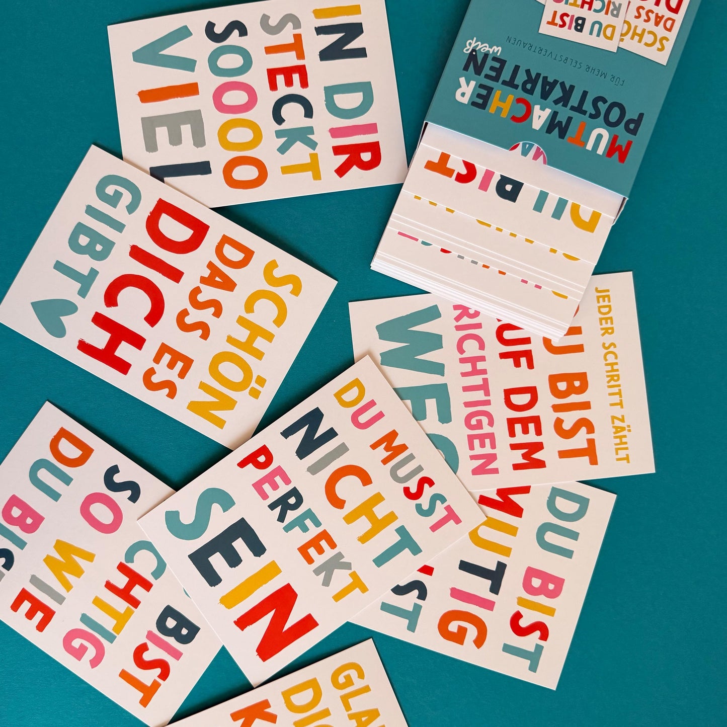 Mutmacher-Postkarten WEISS | 30er-Set | 15 Motive, jedes Motiv doppelt