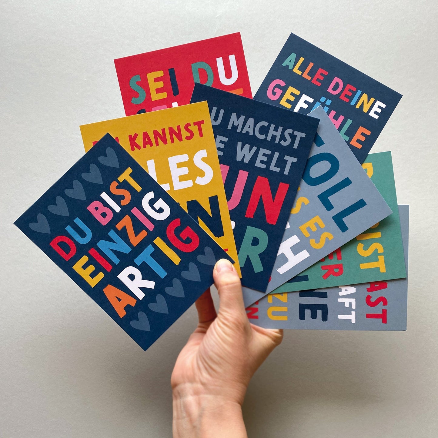 Mutmacher-Postkarten BUNT | 30er-Set | 15 Motive, jedes Motiv doppelt