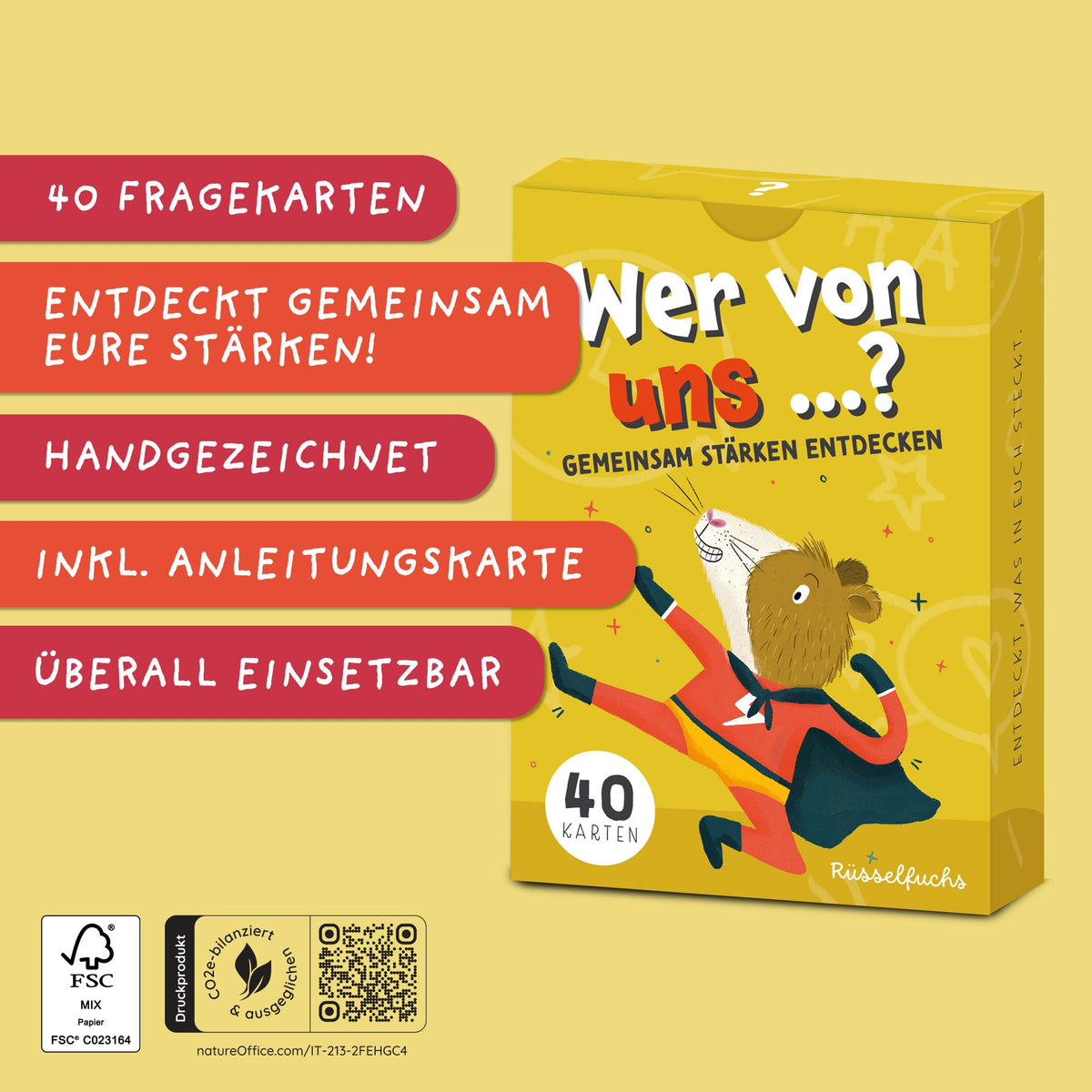 Wer von uns? Kartenspiel für Kinder – gemeinsam Stärken entdecken mit 40 liebevoll illustrierten Karten