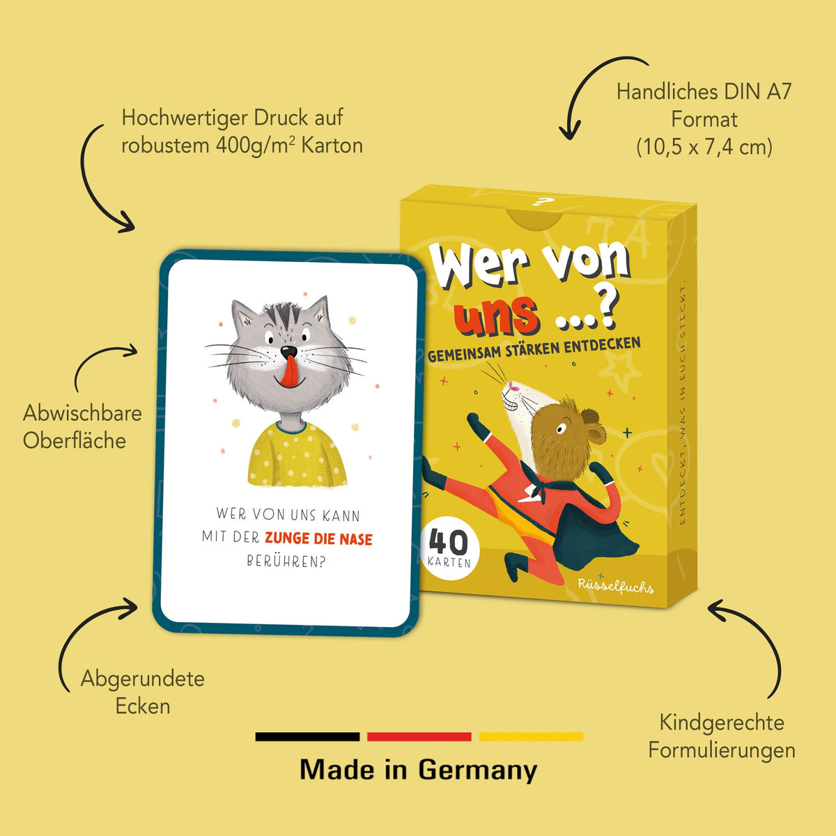 Wer von uns? Kartenspiel für Kinder – gemeinsam Stärken entdecken mit 40 liebevoll illustrierten Karten